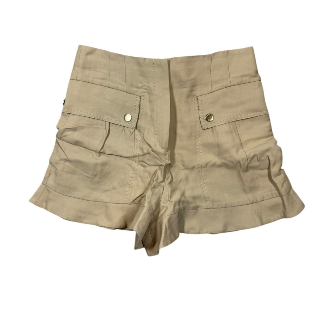 Sandro Paris Womens Beige Cuffed Hem Pockets Cargo Shorts Size 40 US 8 - Picture 2 of 6